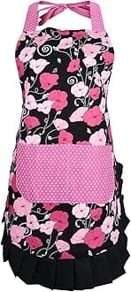 Adult Women : Cotton Apron for Women with Pockets, Extra Long Ties, G2PLUS Floral Apron, Perfect for Kitchen Cooking, Baking and Gardening, 29 x 21 - inch (Adult Women Aprons)