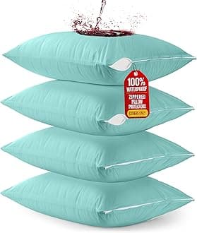 Utopia Bedding 4 Pack Waterproof Pillow Protectors with Zipper King Size (Spa Blue), Bed Bug and Dust Mite Proof Pillow case Covers, Moisture Wicking Pillow Encasements 20 x 38 Inches