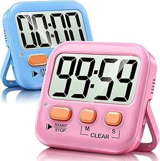 Antonki 2 Pack Digital Timer for Kids, Magnetic Countdown Kitchen Timers for Cooking, Egg, Classroom, Teacher, Exercise, Study, Oven - Battery Included