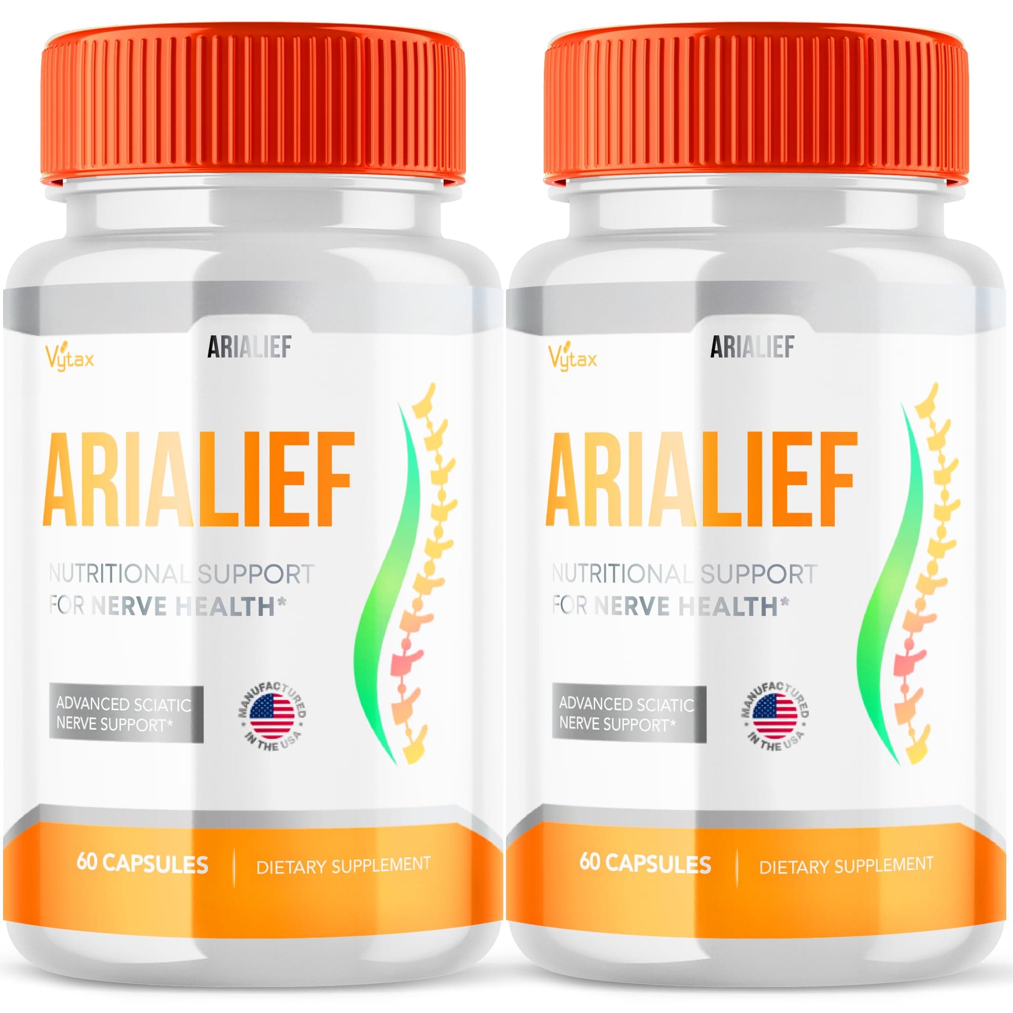 (2 Pack) Arialief Sciatica Support Capsules, Arialief Advanced Formula Sciatica Relief Supplement Pills, Aria Lief Nerve Relief Supplement, Extra Strength Sciatic Nerve Soothing Formula (120 Capsules)
