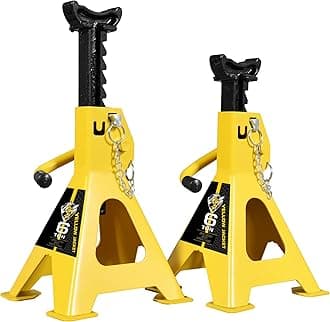 Jack Stands 6 Ton with Double Locking and Large Foot Base for Lifting SUVS, Heavy Duty Steel, 13000 lb Capacity, 1 Pair, Yellow