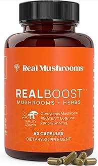 RealBoost Capsules – Cordyceps Mushroom, Panax Ginseng & Guayusa Extract – for Overall Wellness & Energy Support – Vegan, Non-GMO, No Fillers – 60 Count Mushroom Supplement Blend