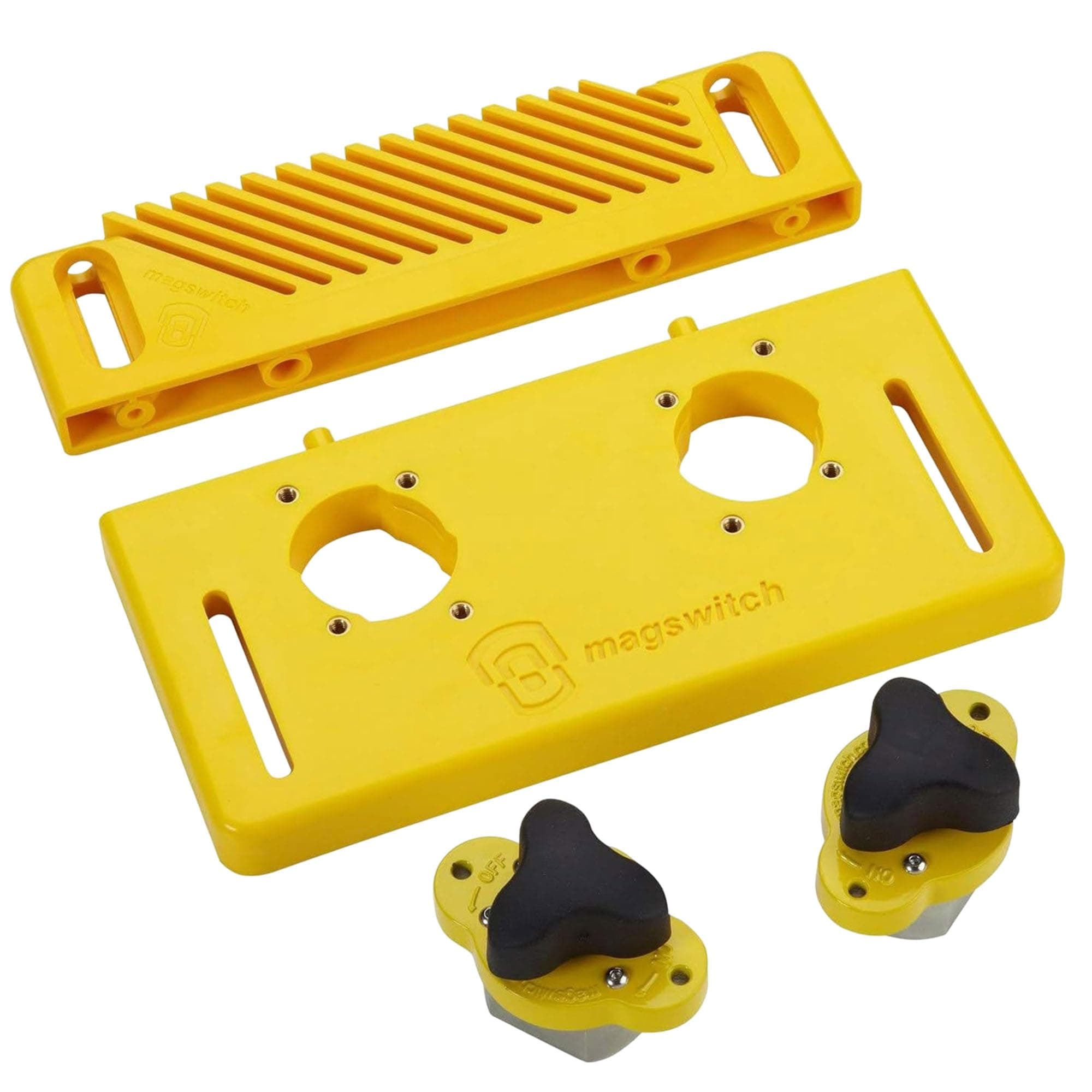Magswitch Woodworking Tools Starter Kit and Accessories, with Featherboard, Mounting Push Block, and Welding Magnetic Base Clamp Holder for Table Saw Jig, Router Table, Jointer and Band Saw, Yellow