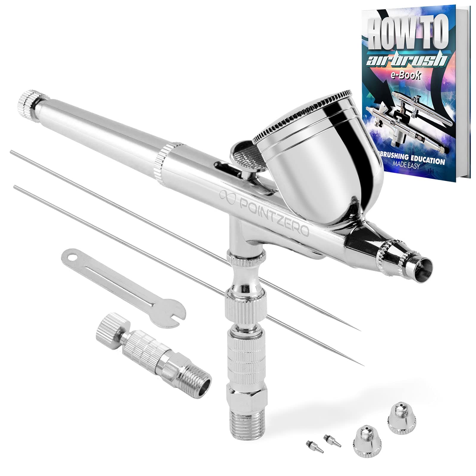 PointZero Dual-Action 7cc Gravity-Feed Airbrush 3 Tip Set (.2mm .3mm .5mm)