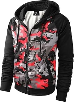 Men's Zip Up Color Block Hoodie Fleece Gym Workout zippered Sweatshirt Fashion Long Sleeve Hooded WIth Pocket
