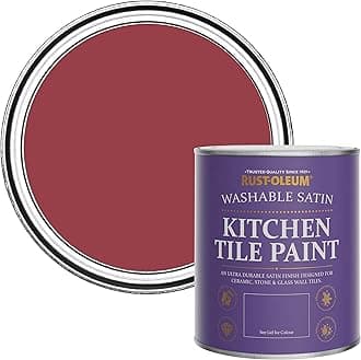 Red water resistant Kitchen Tile Paint in Satin Finish - Soho 750ml
