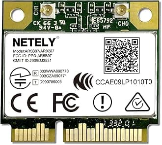 NETELY Wireless Network Adapter for Laptop-Qualcomm Atheros AR9287 AR5B97 Wireless Network Adapter–Mini PCIE Wi-Fi Card-802.11N 2x2 MIMO2.4GHz 300Mbps-Mini PCIE Wireless Adapter(NET-AR9287)