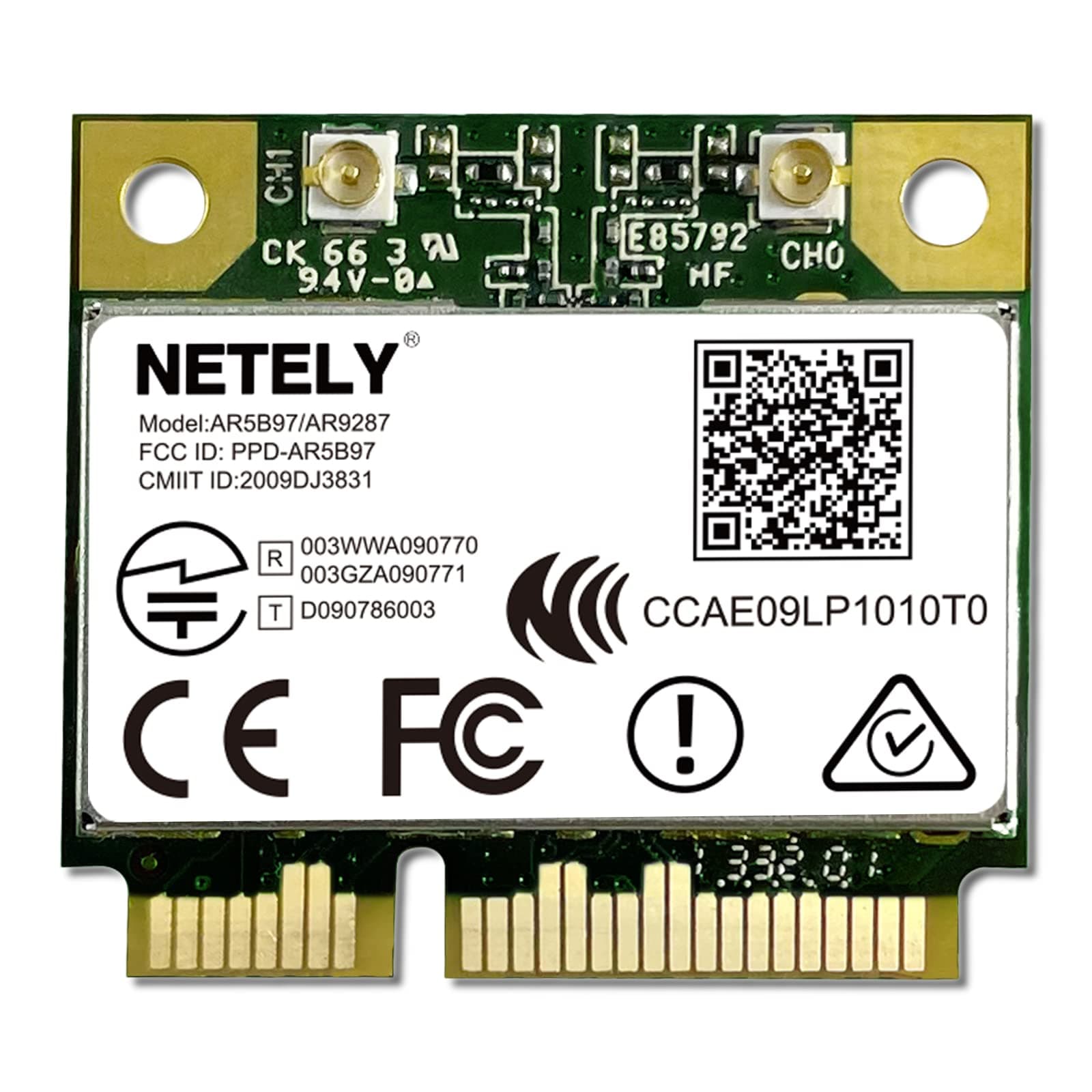 NETELY IEEE 802.11N Mini-PCIE Interface 300Mbps WiFi Adapter for Laptop PCs and Desktop PCs, Mini-PCIE WiFi Card, Qualcomm Atheros AR9287 Wireless Network Adapter (AR9287)