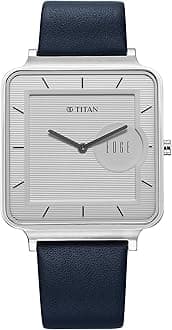 EDGE Titan Quad Quartz Analog White Dial Blue Leather Strap Watch for Men - NT10017SL01