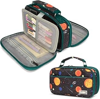 VASCHY Pencil Case for Boys, Aesthetic Kawaii Large Pencil Pouch Stationary Pencil Bag/Box for Preppy Kids, Pen Organizer Holder School Supply Space