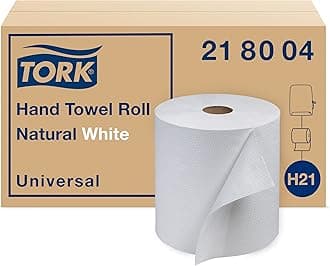 Tork Paper Hand Towel Roll Natural White H21, Universal, 100% Recycled Fiber, 6 rolls x 800 ft, 218004
