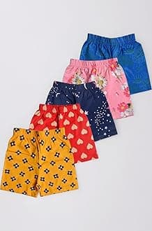 T2F Girls Cotton Printed Shorts(Pack of 5)
