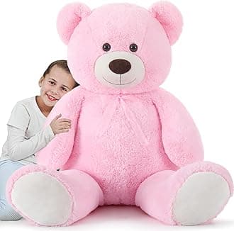 Tezituor Giant Teddy Bear Stuffed Animal 51in, Big Stuffed Bear Plush for Baby Shower, Huggable Large Teddy Bear Gift for Kids, Girlfriend on Birthday, Valentine, Christmas（Pink）