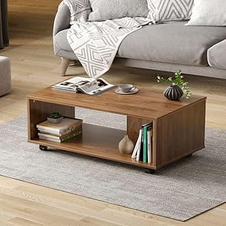 Coffee Table | 1 Year Warranty | Center Table, Tea Table, Center Table for Living Room, Coffee Table for Living Room, Engineered Wood (Leonis - Columbian Walnut)