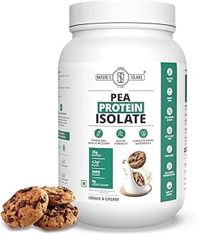 Nature’s Island Plant Protein 1 Kg | Canadian Pea Protein Isolate | Vegan | 25g Protein/Serving | Easy To Digest | All Essential Amino Acids | No Sugar | No Preservatives | Cookies and Cream Flavour