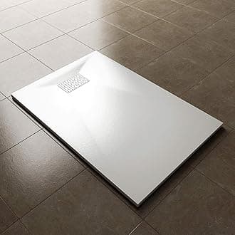1200 x 800mm Slip-Resistance Shower Base Slate Effect Square Shower Enclosure Tray with Waste and Drain Cover Grate