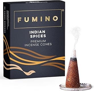 Fumino® Indian Spices Fresh Incense Cones 20 per Box Masala Agarbatti Joss Scent Fragrance for Relaxation and Meditation, Home and House Decor