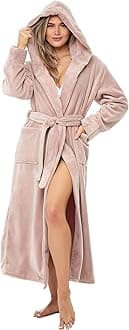 Alexander Del Rossa womens Robe, Long Plush Bathrobe With Hood, Hooded Robes for Women Plus Size Bath Robe Cozy