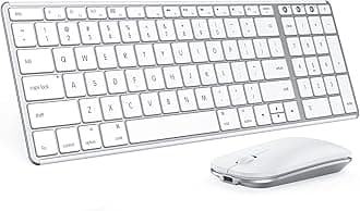 Wireless Keyboard and Mouse Compatible with MacBook Pro/Air, iPad (White, Silver)