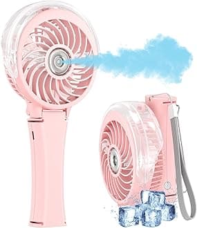 HandFan2024 Upgraded Portable Misting Fan, 34ml Handheld Personal Mister Fan Rechargeable, Battery Operated Spray Water Mist Fan, Mini Electric Cooling Fans for Makeup Travel Outdoors Disney(Pink)
