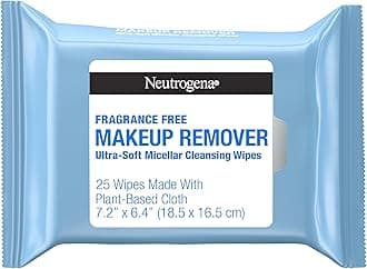 Neutrogena Fragrance-Free Makeup Remover Face Wipes, Daily Facial Cleansing Towelettes for Waterproof Makeup, Dirt & Oil, Gentle, Alcohol- & Fragrance Free, 100% Plant-Based Fibers, 25 ct