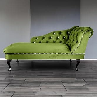 RegentTufted Chaise Lounge Sofa & Seating Handmade Velvet Living Room Bedroom Hallway Black Accent Chair (Right Hand, Olive)