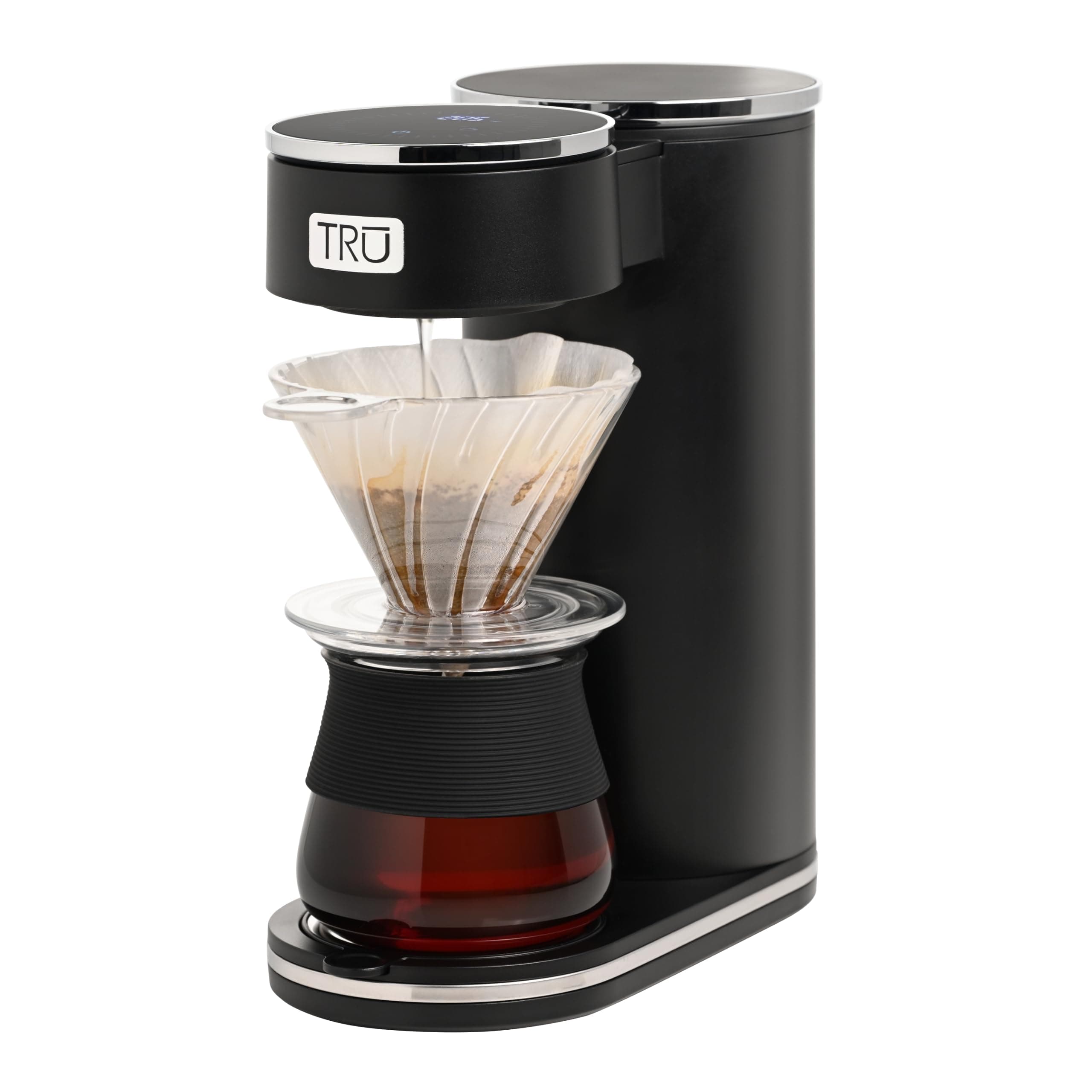 Automatic Pour Over Coffee Maker with Digital Controls - Auto Coffee Maker with Plastic Cone Dripper - Coffee Brewer for Household Use