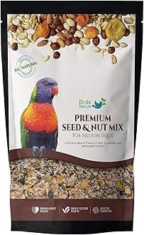 Premium Seed & Nut Mix Food for Medium Birds,Cockatiels,Caiques,Small Conure,Lories and Lorikeets,Poicephalus,Love Birds,Quaker (2500g)