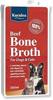 Beef Bone Broth for Dogs & Cats - 500ml | 100% Real & Natural Liquid Bone Broth for Pets | Nutritious High in Collagen & Protein for Healthy Joints, Gut, Digestion, Skin & Sickness Recovery