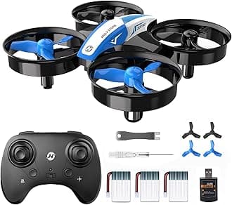 Mini Drone for Kids and Beginners RC Nano Quadcopter Indoor Small Helicopter Plane with Auto Hovering, 3D Flips, Headless Mode and 3 Batteries, Great Gift Toy for Boys and Girls, HS210 Blue