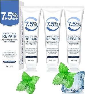 3 Pcs 7.5% Hydroxyapatite Toothpastes for Enamel Protection and Tooth Strengthening, Stain Removal, Whitening Tooth, Gentle Mint, Fresh Breath, Daily Use for Oral Health