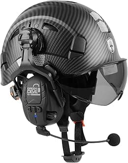 GREEN DEVIL Hard Hat Safety Helmet with Visor and Bluetooth Ear Muffs Full Protection Vented Work Hardhat ANSI Z89.1 Cascos De Construccion for Industrial Construction Forestry