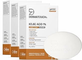 - DERMATOUCH Kojic Acid 1% Soap with Glutathione | For Pigmentation & Sun damage | Soap for Men & Women | Suitable for All Skin Types | 75g (Pack of 3)