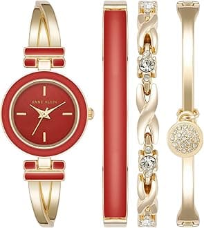 Anne Klein Women's Bangle Watch and Premium Crystal Accented Bracelet Set