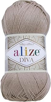 Alize Diva Silk Effect 100% Microfiber Acrylic Yarn 1 Ball skeins 100gr 383yds Color (167 - Beige)
