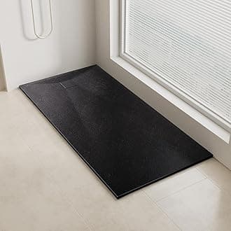 1400 x 800mm Shower Tray, Slip-Resistance Walk in Shower Trays with Shower Waste, Stylish and Durable Base for Shower Enclosure, Black