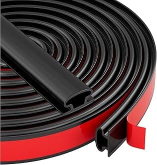 Black Rubber Weather Stripping Door Seal Strip, D Shape Door Rubber Weather Seal Strip, Self-Adhesive Door Weatherstripping Soundproofing Door Seal Strip for Windows (23 feet,Black)