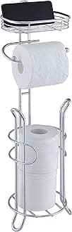 Bathroom Heavyweight Toilet Tissue Paper Roll Storage Holder Stand with Reserve and Shelve, The Reserve Area Has Enough Space to Store Mega Rolls. (Chrome)