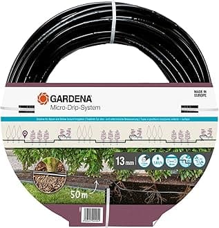 Gardena Micro-Drip-System Irrigation Line 1.6 l/h, above-ground and underground (50 m): Extension pipe for water-saving irrigation system, simple & flexible connection technology (13504-20)