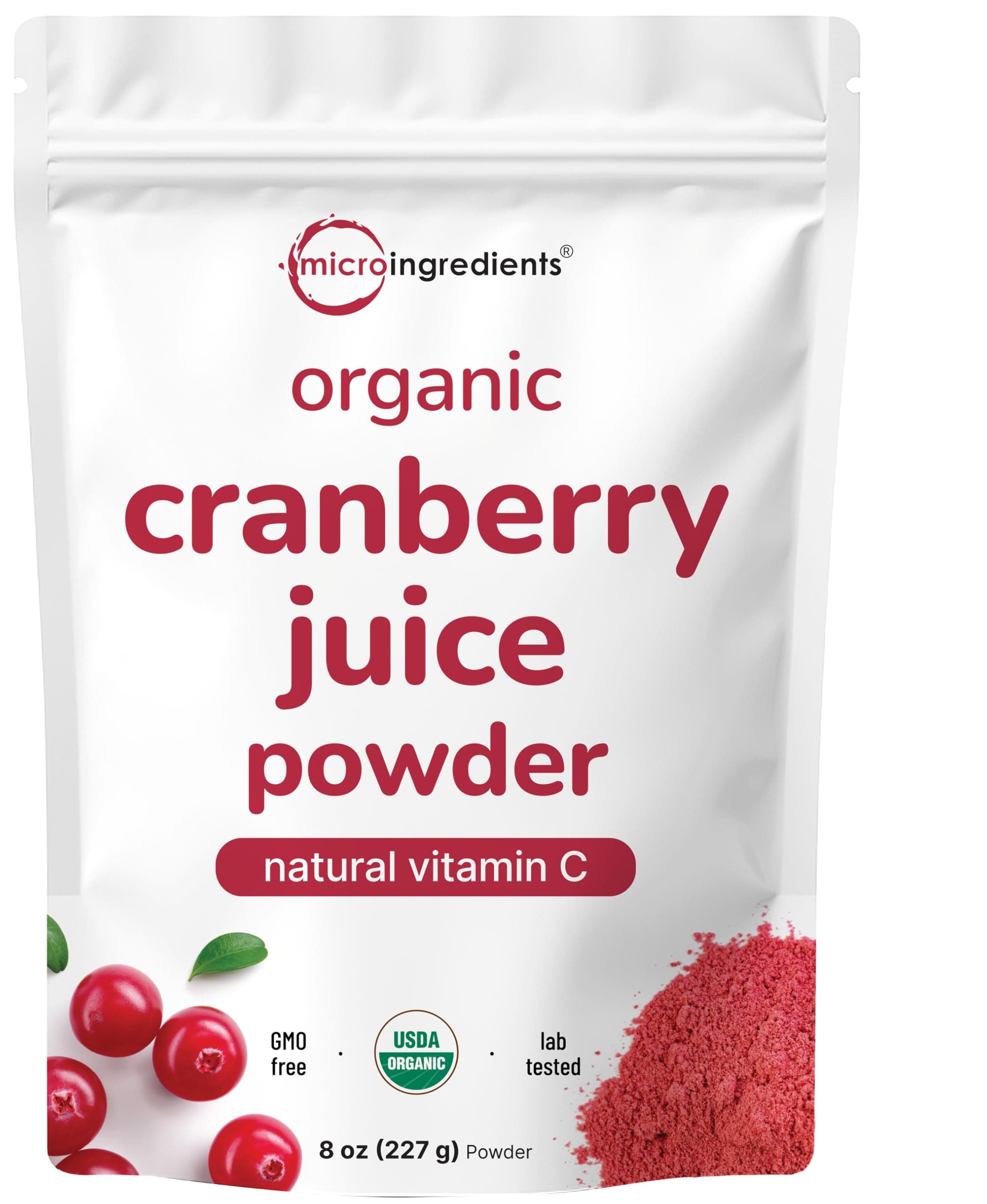 Sustainably US Grown, Organic Cranberry Juice Powder (Wild Cranberry Supplements Cold Pressed), 8 Ounce | Supports Urinary Tract Cleanse & Prostate Health* | Filler Free, Water Soluble, Pet Friendly