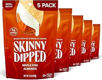 Maple Kiss Almonds, Healthy Snack, Plant Protein, Gluten Free, 3.5 oz Resealable Bags, Pack of 5, Seasonal Flavor