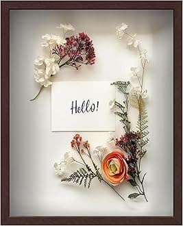 FrameWorks 16 x 20 inch Mahogany Wood Frame - Soft Felt Back, Tempered Glass and Elegant White Ball Push Pins