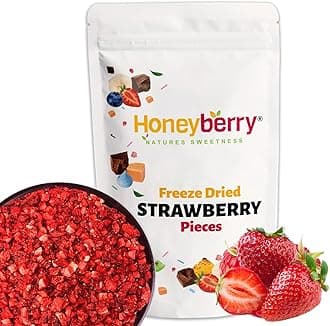 Freeze Dried Strawberry Pieces 1kg - Premium Freeze-Dried Fruit Bits - 100% Natural, No Added Sugar or Preservatives Raw Dry Strawberries for Baking, Cake Decoration, Porridge Oats, Ice Cream Topping
