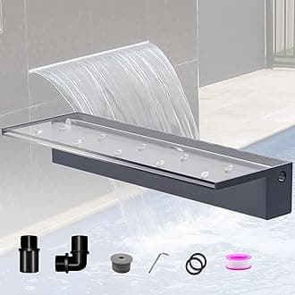 Pond Waterfall Blade Kit, 60cm Acrylic Pool Fountain with Accessories, Width 20cm Spillway Water Feature Waterfall Cascade for Garden Patio Pond Decoration