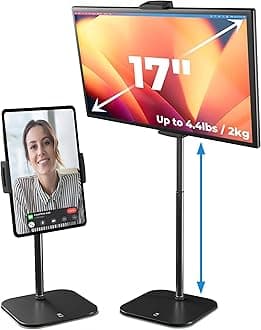 Heavy-Duty 7-17" Tablet Holder & Portable Monitor Stand - Cooper TabStand 2025 Height Adjustable iPad Stand for Desk, 4.4lb Holding Strength | iPad Holder for Pro, Air, Mini, Kindle (Night Black)