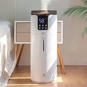 Humidifier large room 16L/4.2Gal - Lacidoll Whole house Humidifier for Home1500 sq.ft. Ultrasonic Cool Mist Humidifiers for Bedroom with Extension Tube & Aroma Box & Night light, White