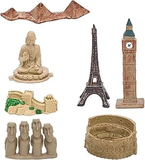 ONEST 7 Pieces Mini World Building Model Playsets Famous Architecture Figurines
