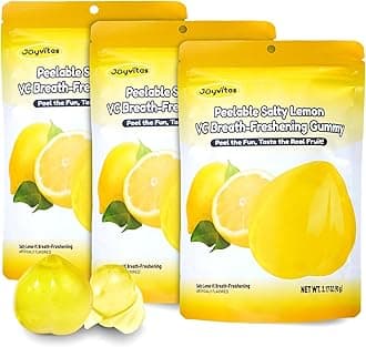 Peelable Gummy Salty Lemon Candy | 3 Pack(9.53oz) Individually Wrapped Tropical Peeling Gummies Variety Pack | Low Sugar & Low Calorie | Resealable | Ideal New Year Treats & Celebration Bites