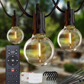 Outdoor String Lights with Remote - 58 Ft Globe Patio Lights, 4 Lighting Modes, 25 LED G40 Bulbs Waterproof Connectable Commercial Hanging Light for Backyard Party
