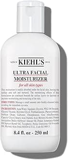 Kiehl's Ultra Facial Moisturizer, for Easy Daily Hydration, Infused with Squalane and Glycerin, Replenishes Moisture Barrier and Softens Skin, Suitable for All Skin Types, Fragrance-Free